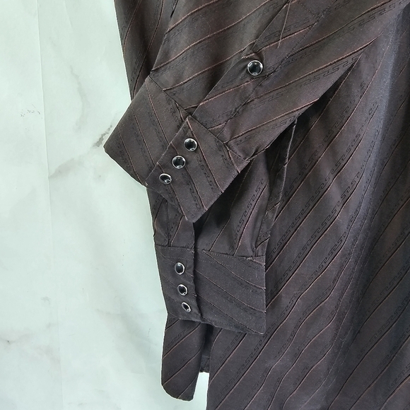 Panhandle Slim Shirt Mens XL Brown Lightweight Snap Button Western Cowboy  Vtg - Picture 8 of 13